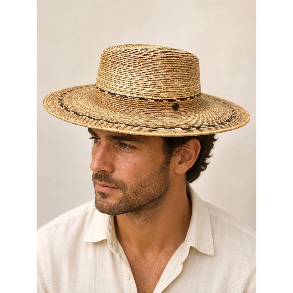 Hemlock Hat Madero Fedora 100% Palm Straw Hat Size XL unisex toast tan boho